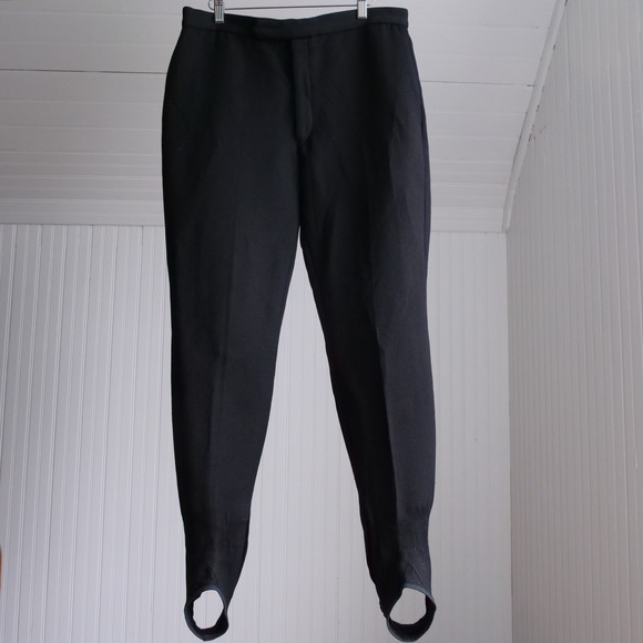 Vintage 60s/70s Austrian Edelweiss black stirrup wool blend ski pants - Picture 7 of 8